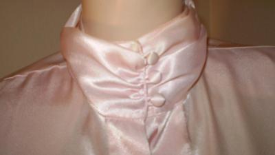 HABERDAS HER GLOSSY SHINY LIQUID SILKY SATIN SHIRT BLOUSE DRESS SUIT TOP S