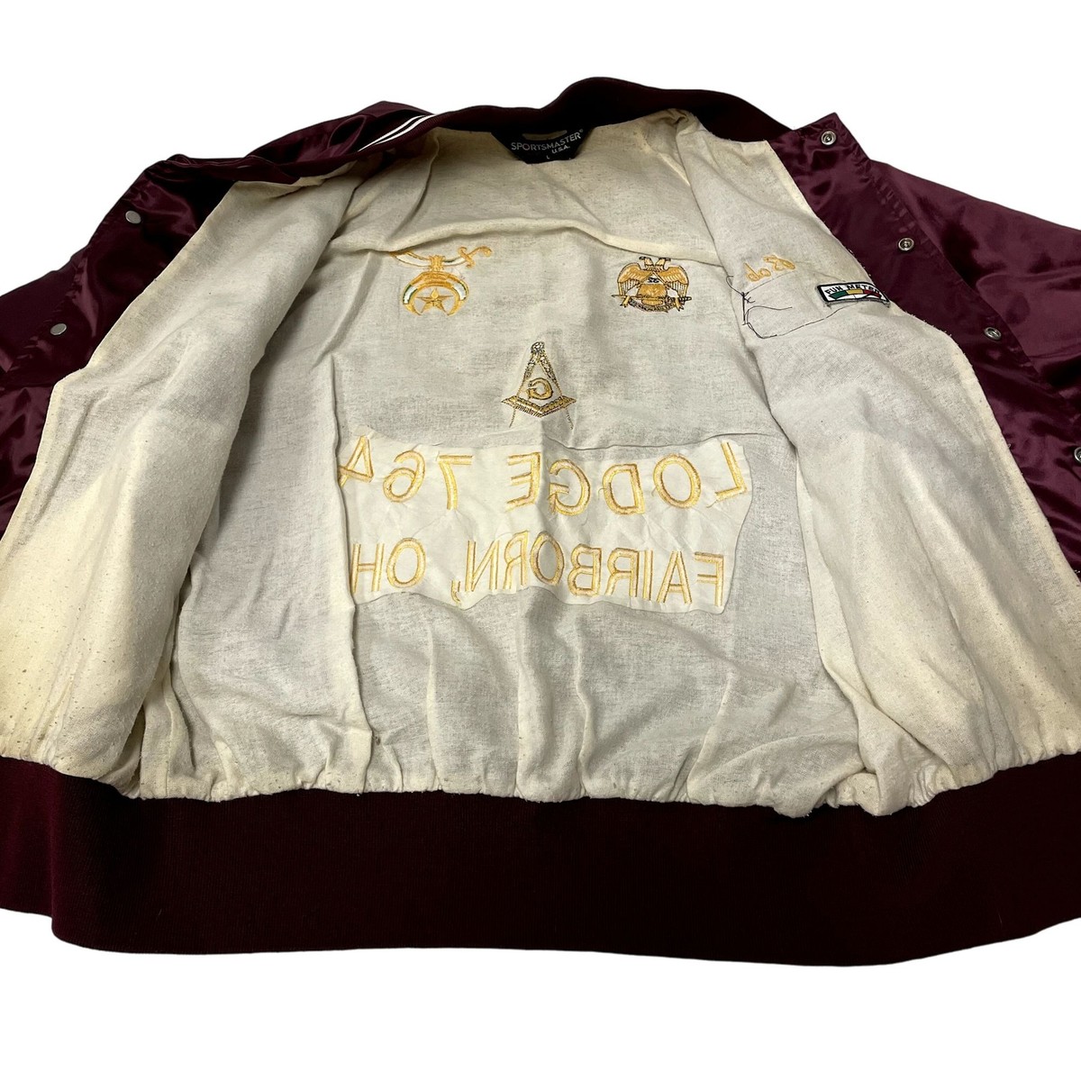 Vtg 80's Masonic LODGE 764 FAIRBORN OH Shiny Satin BOMBER 32