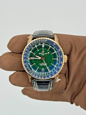 2024 NEW Breitling Navitimer GMT 41mm Rose Gold Green Mens Watch - R32310251L1P1