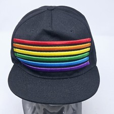 Pride Rainbow Adjustable SnapBack Cap Baseball Hat Black Colorful Trucker