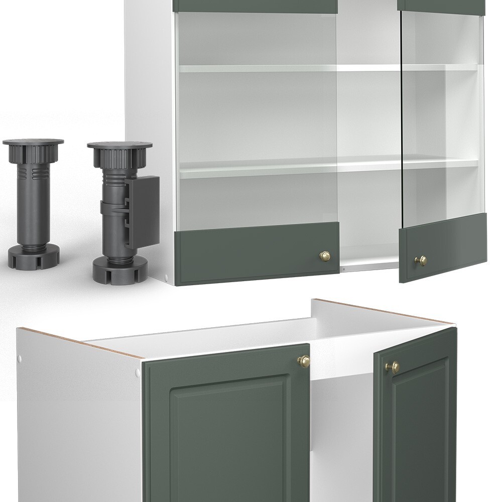 Cuisine Fame-line, Chêne Vert Et Or/chêne Doré, 235cm , Pt Marbre