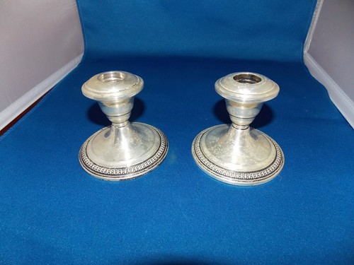 Wm Rogers Sterling Silver Weighted Candlesticks Candle Stick #5A Great Shape!