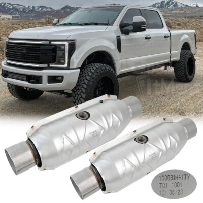 Pair 2.5'' Catalytic Converters EPA w/ Heat Shield 15'' Long For Ford F150 4.6L V8