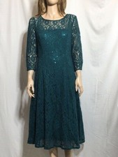 Women's NWT SLNY Plus Size Sequined-Lace A-Line Dress