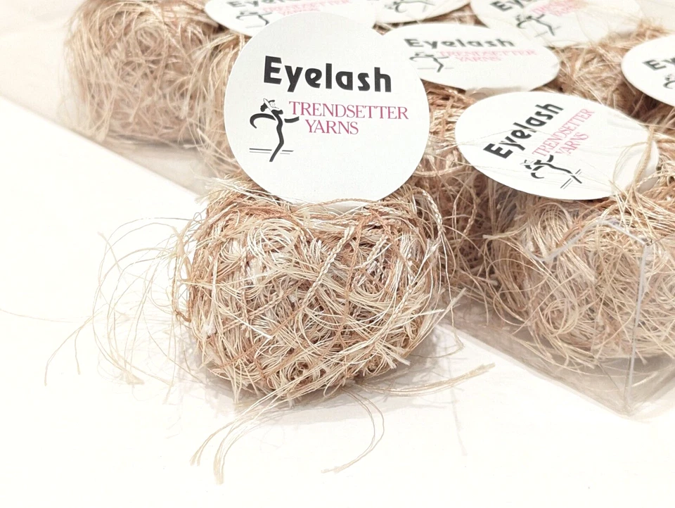 9 Lashy Balls of Beige EYELASH from TrendSetter Yarns ITALY #11 Ecru - Image 2 of 4