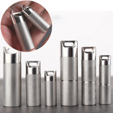 Titanium Waterproof Pill Bottle Container Keychain Medicine Capsule Case