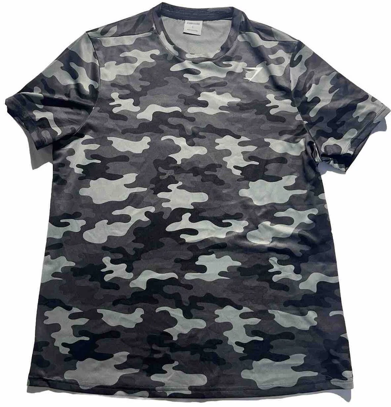 gymshark camo logo crewneck short sleeve gym shirt