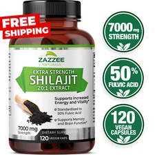 Zazzee Extra Strength Shilajit 20:1 Extract, 7000 mg Strength, 50% Fulvic Acid