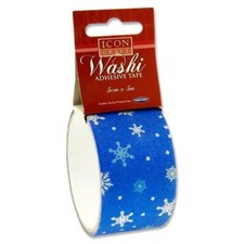 Washi Tape 5 m x 5 cm blau Schneeflocken Design von Icon Craft