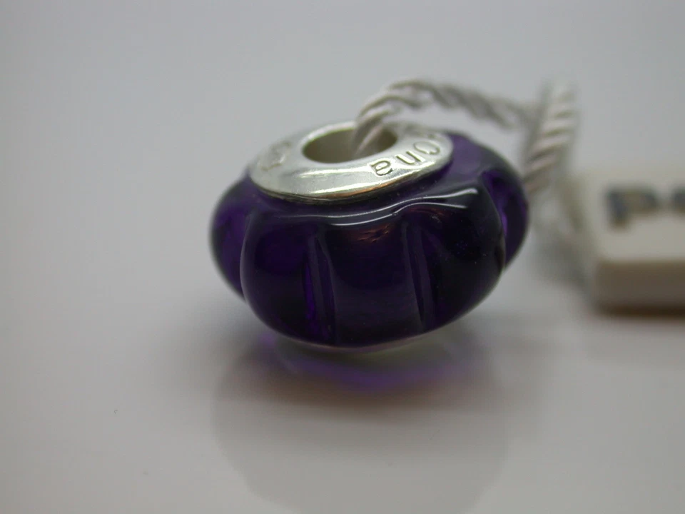 .925 PLATA ESTERLINA PERSONAJE ENCANTO ACANALADO PÚRPURA CRISTAL FLOR MURANO NUEVO B14 Foto 3 de 4