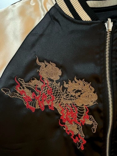 Herren Sukajan Wende Souvenir Jacke japanisches Muster Stickerei Kirin Sakura - Bild 13 von 47