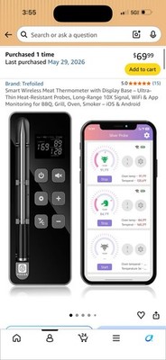 Trefoiled Smart Wireless Digital Meat Thermometer Waterproof Dishwasher Safe