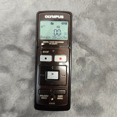 Olympus VN-5200PC Digital Voice Recorder Handheld Black Silver Tested Works