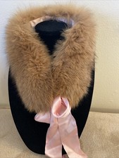 NWT Y2K Vintage Express Real Fox Fur Collar Scarf With Pink Silk Lining 180