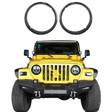 Pair Matte Black Headlight Bezels Cover Trim For 1997-2006 Jeep Wrangler Tj
