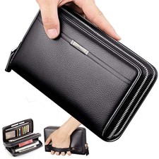 Mens Clutch Wallet Purse Large Long Travel Business Hand Bag Phone Card Holde...
