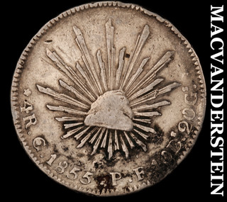 Mexico: 1855 Go;PF Four Reales Semi key Better Date No Reserve #N2035