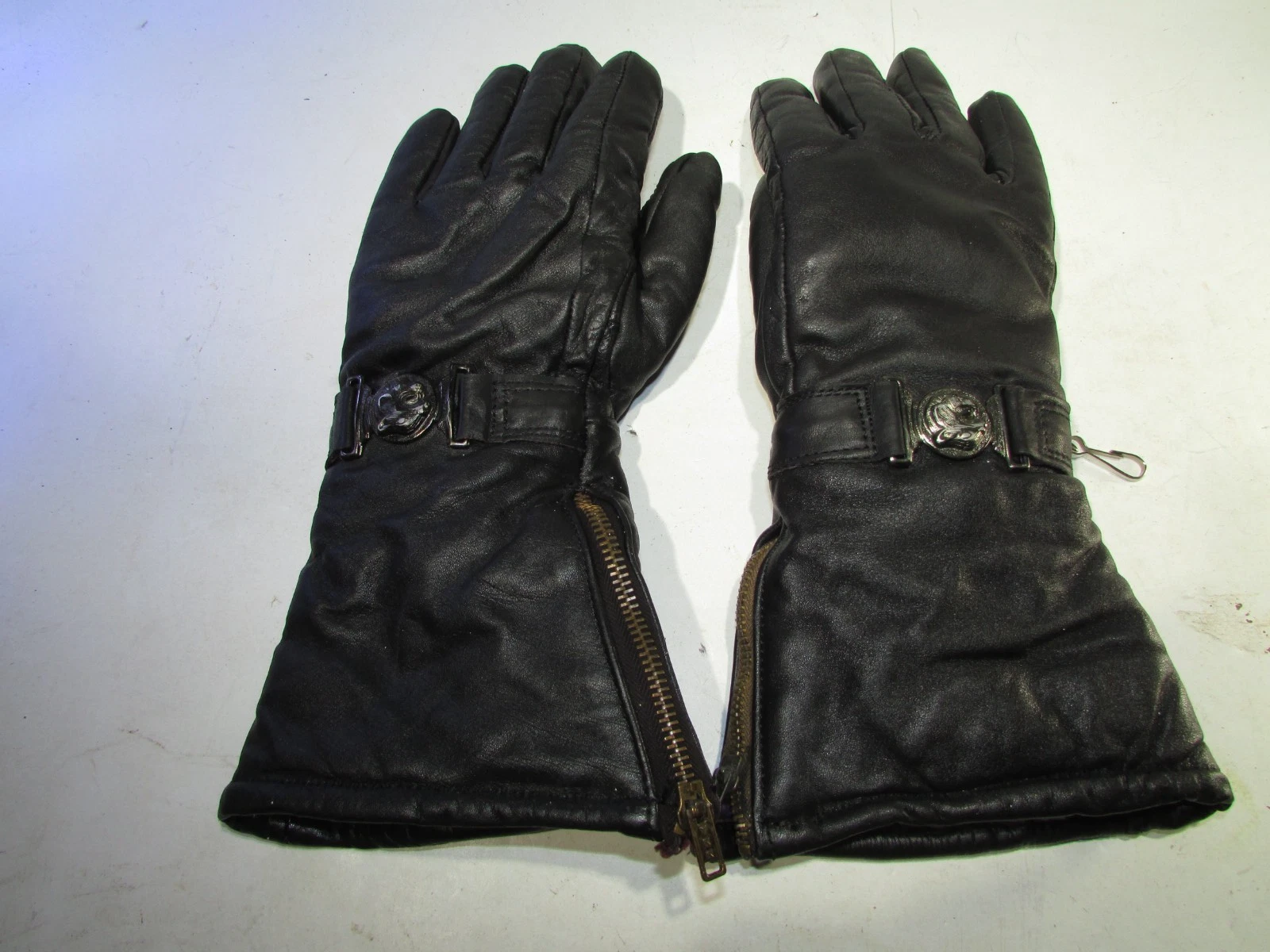 VINTAGE Arctic Cat Snowmobile Black Leather Riding GLOVES WOMENS LARGE