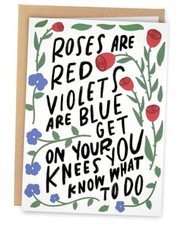Funny Valentine's Day Card For Girlfriend Wife  Get On Your Knees  Naughty