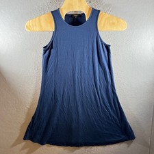 1249 | Quince Tencel Lyocell Stretch Sleeveless Summer Dress Navy Blue Womens M