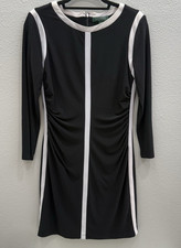 LAUREN Ralph Lauren Dress Size 10 Black White Long Sleeve Classic