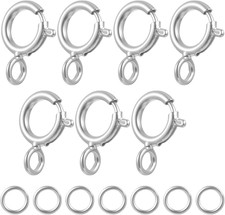 7Sets 925 Sterling Silver Necklace Clasps and Closure 5Mm Spring Ring Clasp