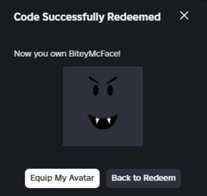 Robl0x | BiteyMcFace Bitey McFace Dracula Vampire Face Serie 2 - Código de juguete RARO Foto 3 de 3