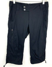 Columbia Omni-Shade Saturday Trail Crop Knee Pants Womens 8 Black Sun Protection
