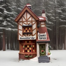 Dept 56 Dickens Heritage Village “Bumpstead Nye Cloaks & Canes w/Light Unboxed