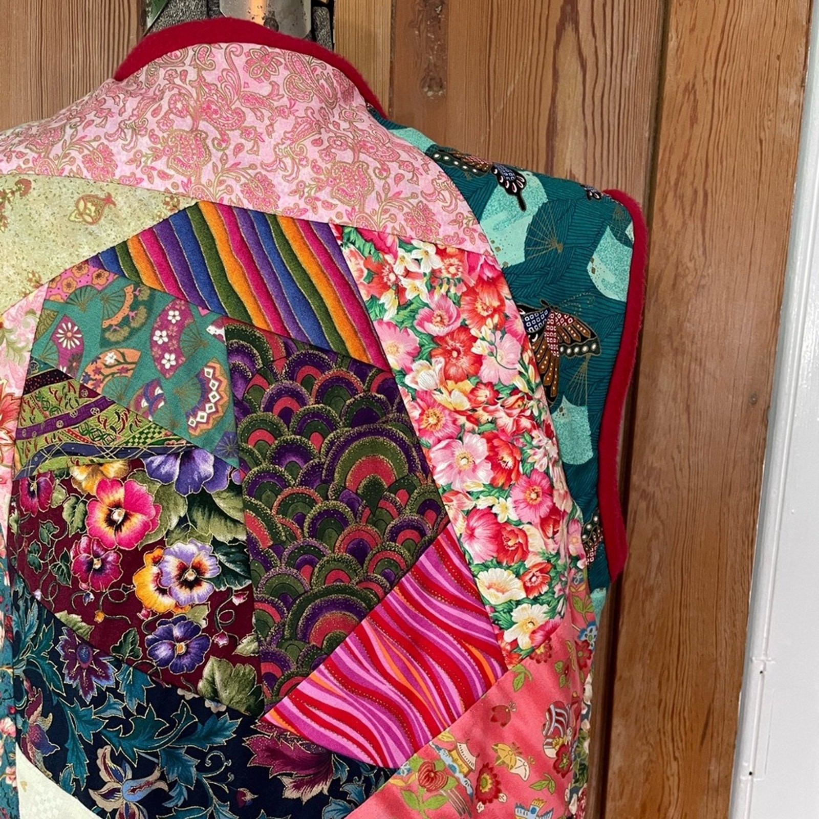 Handmade Patchwork Open Mixed Media Cottage Hippi… - image 9