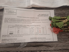 Tobin Stamped for Embroidery Pillowcase Pair Floral Design 300/93 NEW w/ floss