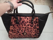 Borsa da spalla nera con stampa animalier RB donna