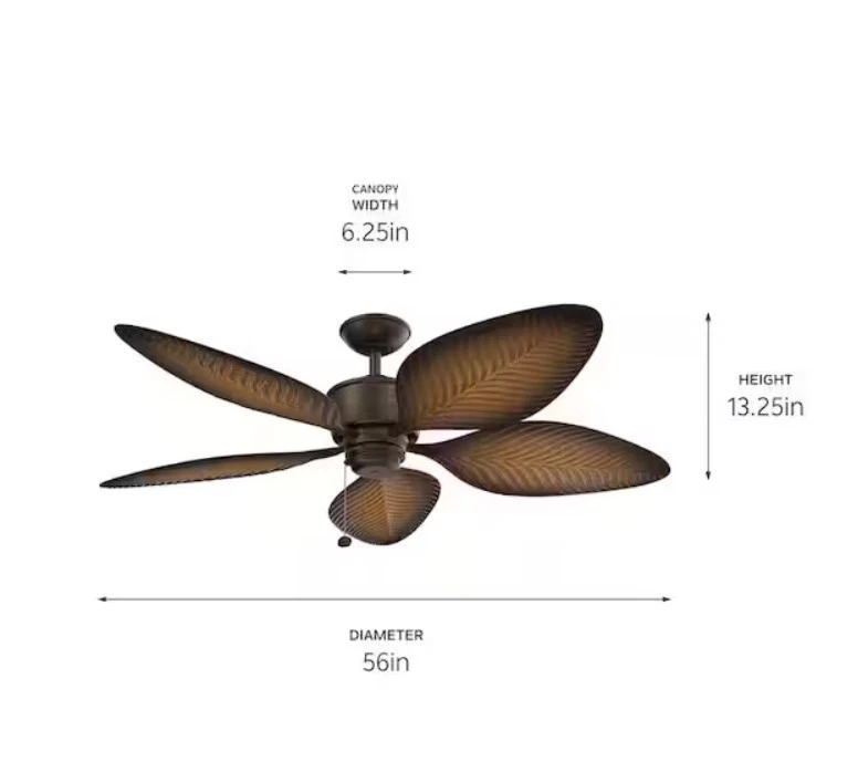Kichler 310095 Nani 56" 5 Blade Indoor / Outdoor Ceiling Fan - Bronze - Image 3 of 4