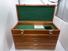 VINTAGE SISCO OAK HARDWOOD UTILITY CHEST JEWELERS COLLECTORS MACHINISTS