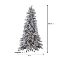 Sterling 9 ft. Pre-Lit Warm White Lightly Flocked Snowbell Pine Christmas Tree 