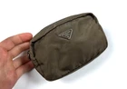 Auth Women's PRADA Logo Brown Nylon Mini Pouch Item Holder Cosmetic