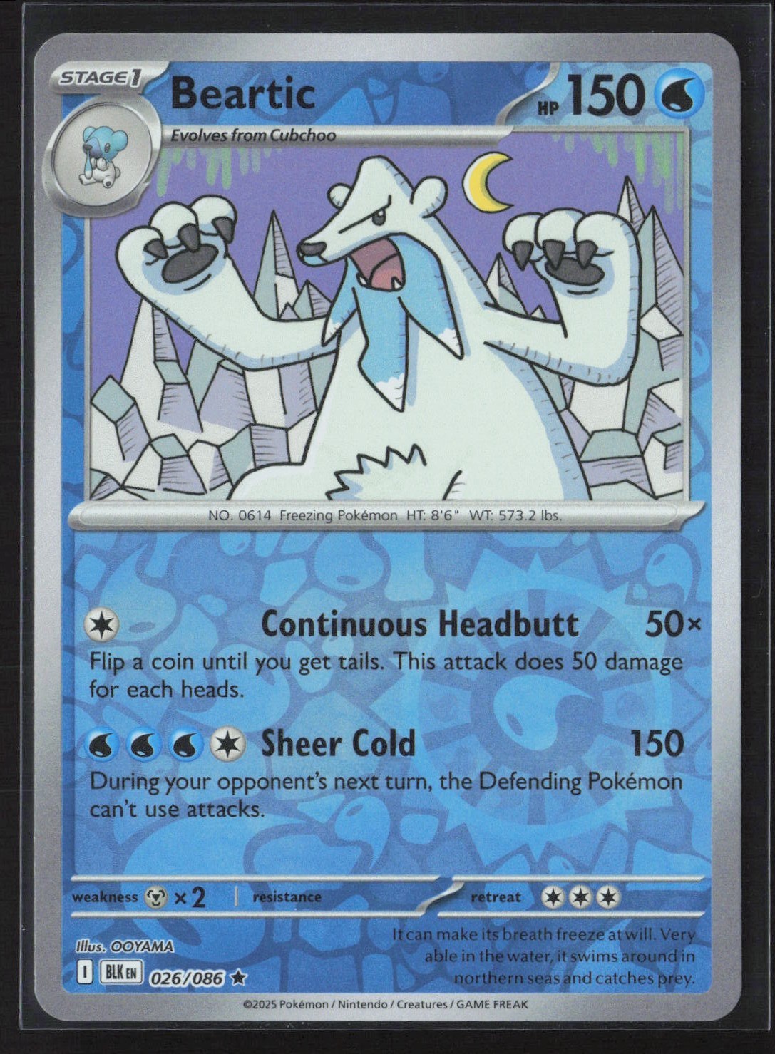 026/086 Beartic - SV Black Bolt Reverse Holo NM Pokemon