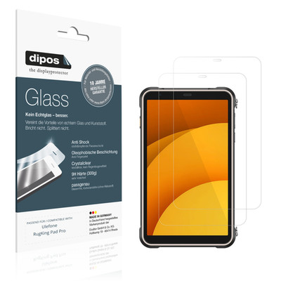 2x Schutzfolie für Ulefone RugKing Pad Pro - Anti-Shock 9H Folie dipos Glass