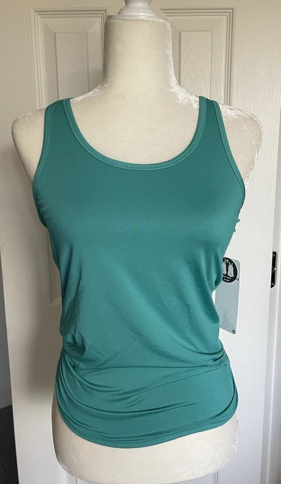 Camiseta deportiva Layer8 para mujer XS verde azulado yoga correr corbata azul verde corredor espalda sin mangas NUEVO Foto 2 de 4