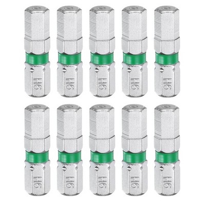 10x H6 Magnetbits für Schraubendreher 1/4'' 1'' S2 Stahl