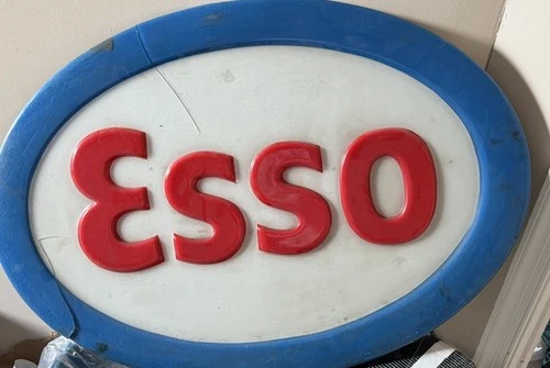 VINTAGE DATED ESSO GASOLINE LOGO MOTOR OIL 11.75” GAS SIGN