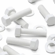 20x White (PP) Nuts Bolts Hex Head M10x 40mm Fastener (25/64x 1 37/64 in)