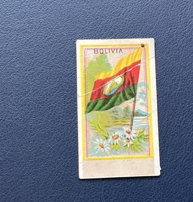 c1880's N500 Flags Of All Nations Tobacco Card Bolivia No Advertisments