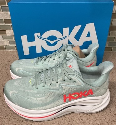 Hoka Clifton 10 Sage Neon Flame 1162030-SGNN Mens Size 9EE Wide