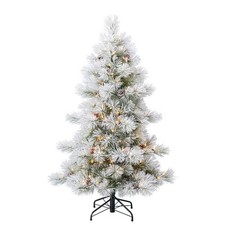 Holiday Living 5ft Flocked Snowy Berkshire Pine Pre-lit Christmas Tree White LED