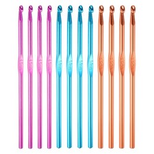 12Pcs Aluminum Crochet Hook 4.5mm 5mm 5.5mm Knitting Needle Purple Blue Orange
