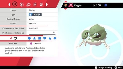 Kingler Shiny 6IVS G-Max Pokemon Sword and Shield