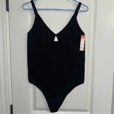 New WOMENS COLSIE BLACK RIBBED THONG BODYSUIT TANK SIZE 3X
