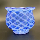 VTG Fenton 95th Anniversary Blue Opalescent Lattice Optic Small Vase