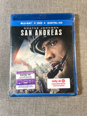 San Andreas Blu-ray DVD Combo Set Blu-ray Target Exclusive Movie Card Incl. NEW
